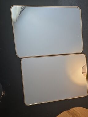 Set of 2 Rectangular Wall Mirrors with Gold Trim 3ft Long 2ft Wide